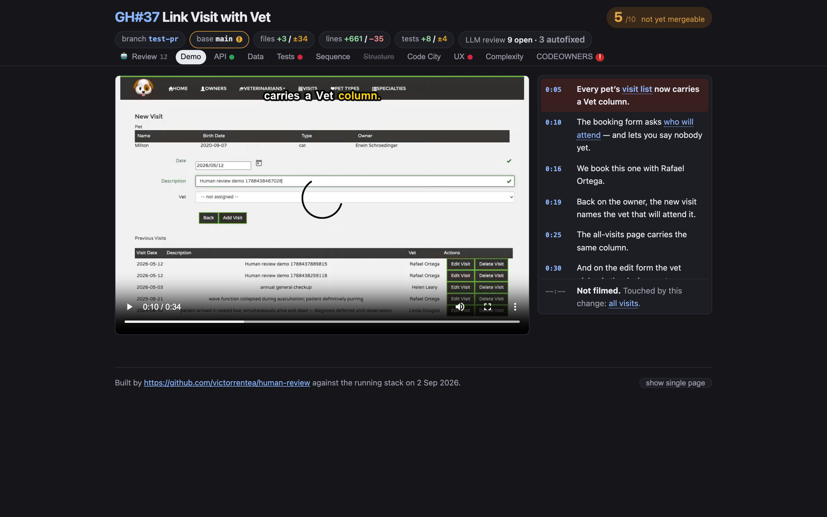 Demo tab, dark theme
