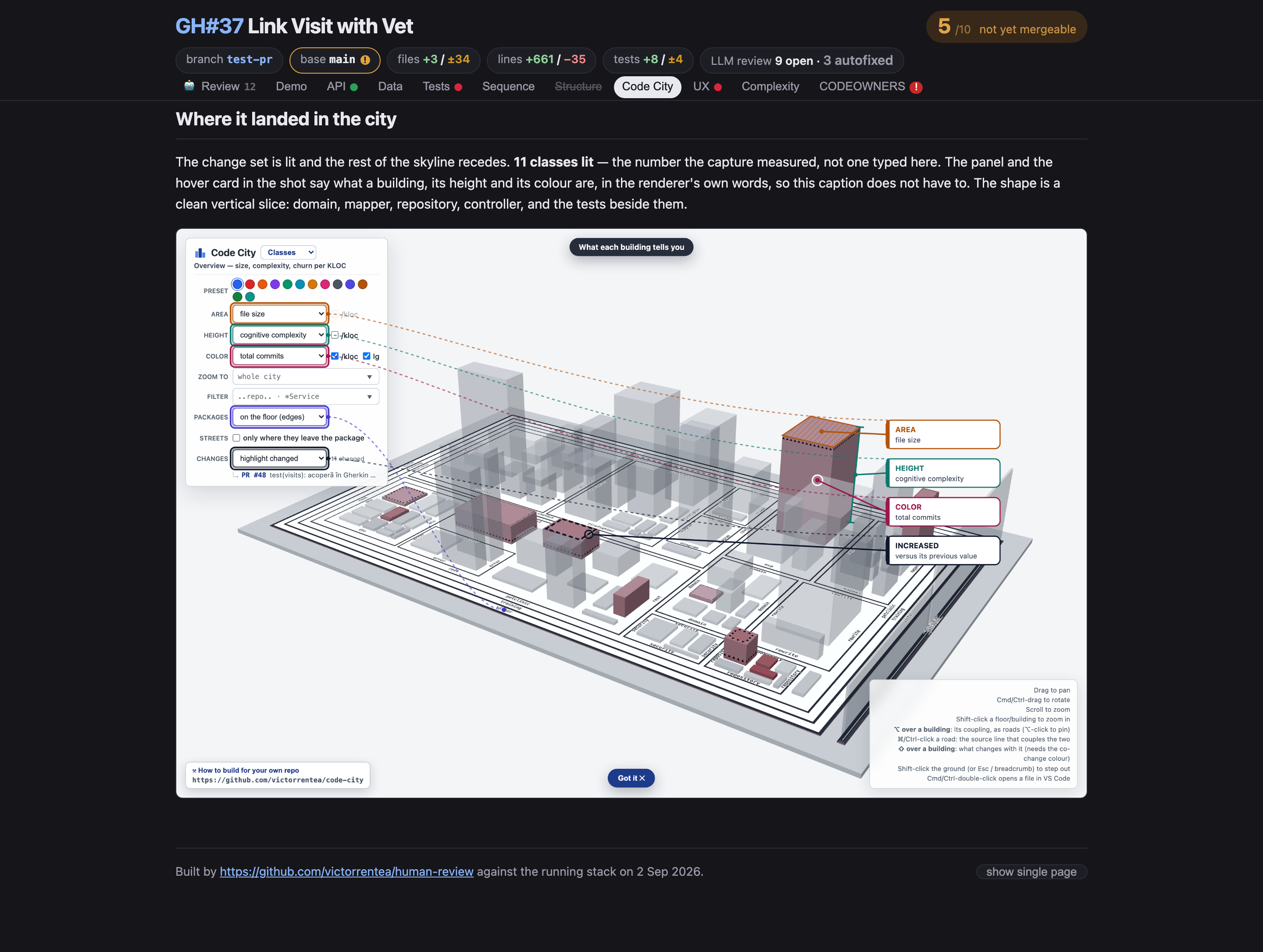 Code City tab, dark theme