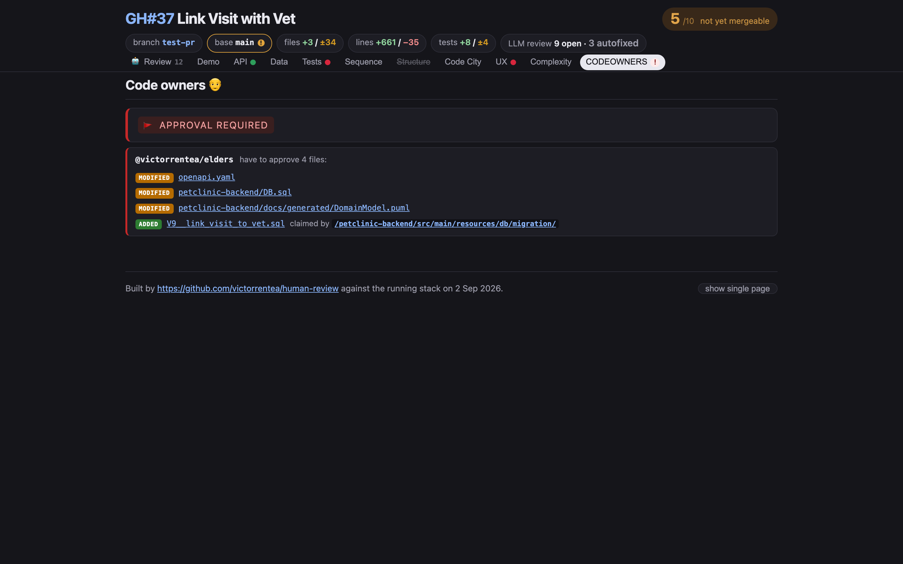 CODEOWNERS tab, dark theme